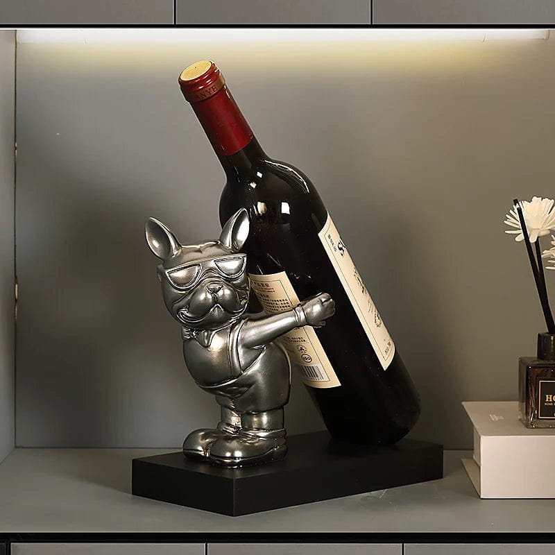 1 French Bulldog Wine Rack / Book Shelf: Stylish Dog Figurines for Home Interior Decoration and Table Ornaments in Your Living Room