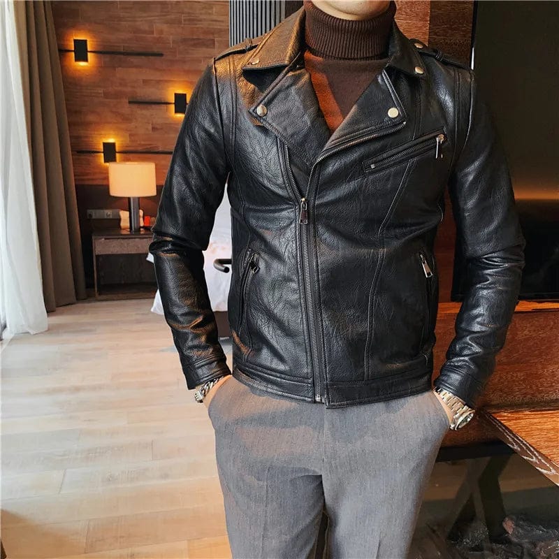 2023 Brand clothing Men's spring Casual leather jacket/Male slim fit Fashion High quality leather coats Man clothing S-3XL