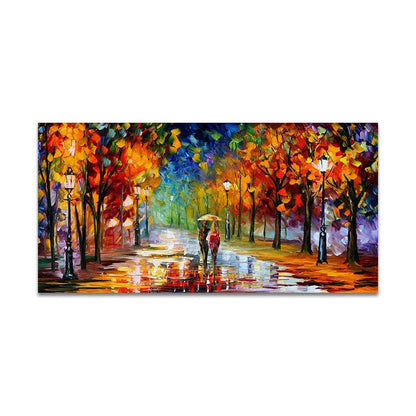 A / 20x40cm no frame Modern Colorful Abstract Canvas Prints Art Rainy Garden Landscape Posters Picture Wall Art Painting for Living Room Bedroom