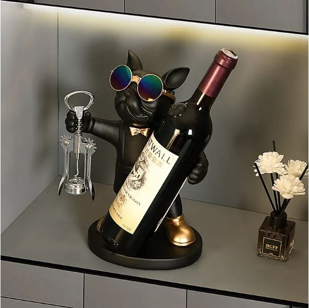 A Chic French Bulldog Wine Holder: A Stylish Canine Butler Design for Holding Your Favourite Bottle, Resin Sculpture for Table Decoration