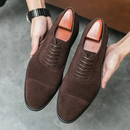 A1 / 46 New Arrival Men Pointed Toe Casual Suede Leather Shoes Male Lace Up Oxfords Wedding Dress Formal Flats Footwear Zapatos Hombre