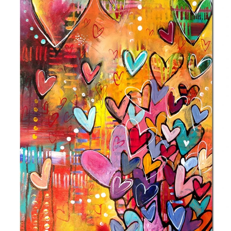 as pic / 30x40cm No Frame Colorful Love Hearts Modern Street Graffiti Wall Art Oil On Canvas Print