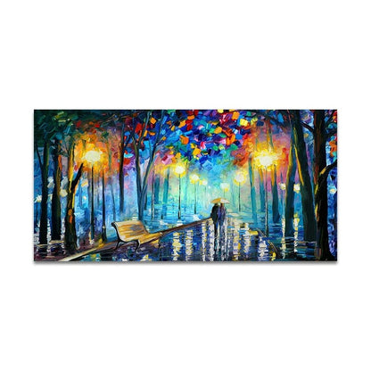 B / 20x40cm no frame Modern Colorful Abstract Canvas Prints Art Rainy Garden Landscape Posters Picture Wall Art Painting for Living Room Bedroom