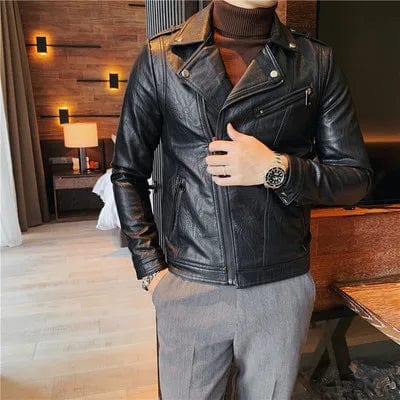 Black 1 / Asian S is Eur XXS 2023 Brand clothing Men's spring Casual leather jacket/Male slim fit Fashion High quality leather coats Man clothing S-3XL