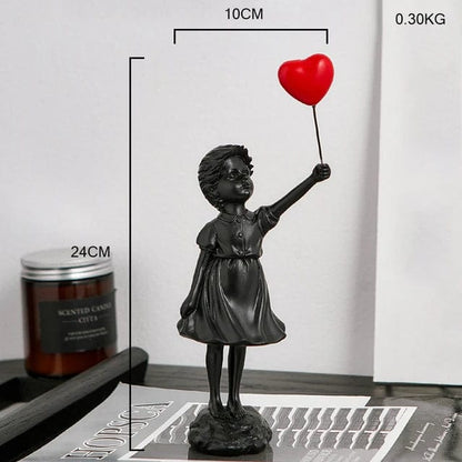 Black-A Flying Balloon Girl Statue Sculptures and Figurines Living Room Decor Home Decoration and Table Accessories Desk Accessories2023