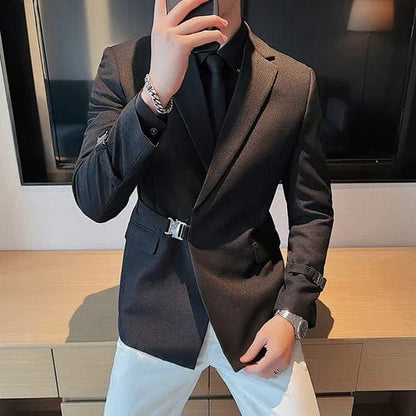 black / Asia S 47-51kg Luxury British Style Men's High-Quality Business Tuxedo Jacket - Slim Fit Fashion Suit Coat for Men