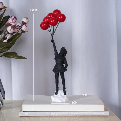 Black-B Flying Balloon Girl Statue Sculptures and Figurines Living Room Decor Home Decoration and Table Accessories Desk Accessories2023