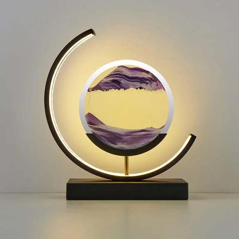 Black Moon-Purple / Remote control Quicksand Glow: LED Hourglass Art Table Lamp - Unique Decorative Sand Painting Night Light for Bedroom and Home Décor