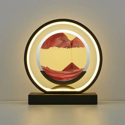 Black round-Red / Remote control LED quicksand painting hourglass art unique decorative sand painting night light bedroom decoration glass hourglass table lamp