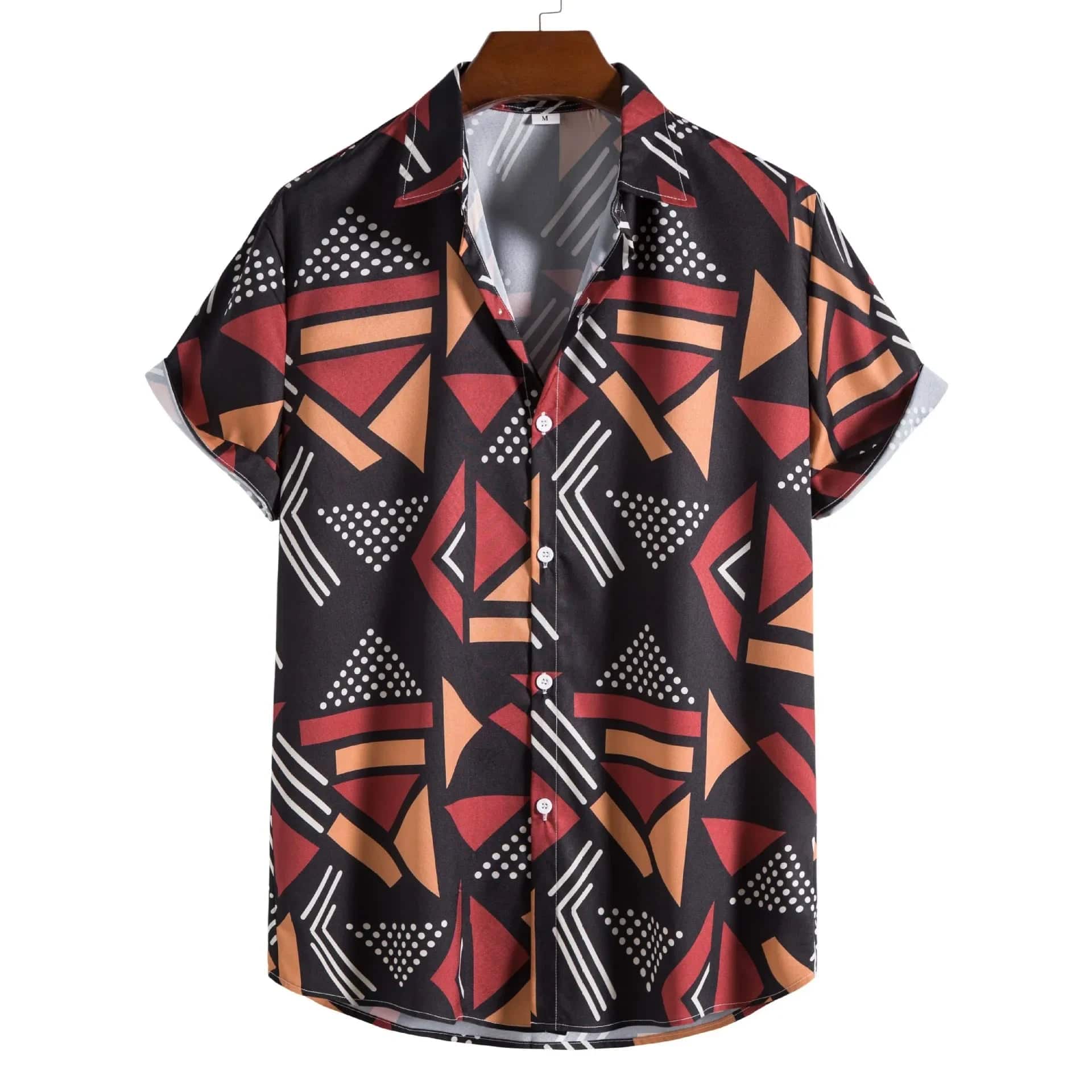 Black / S Trendy Hawaiian Summer Shirt - Casual Men's Fashion Lapel Print Short Sleeve Top