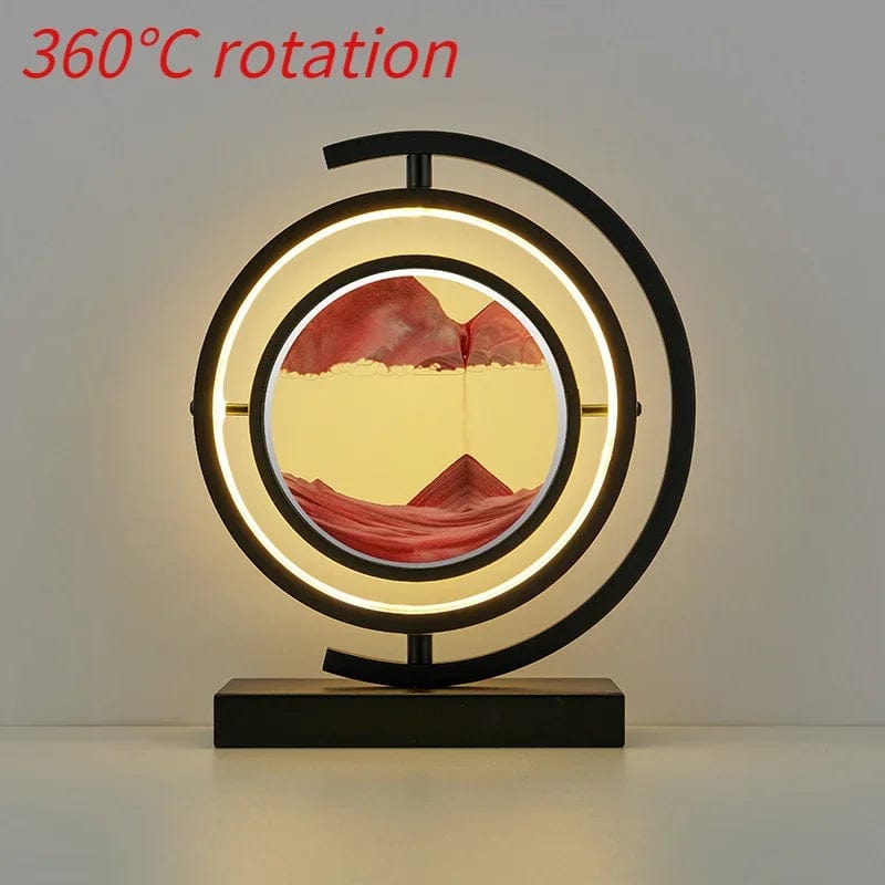Black spin-Red / Remote control LED quicksand painting hourglass art unique decorative sand painting night light bedroom decoration glass hourglass table lamp