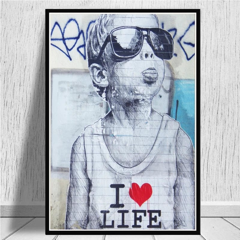BS04 / Small 40x60cm Large Size Banksy Art Canvas Posters and Prints Funny Monkeys Graffiti Street Art Wall Pictures for Modern Home Room Decor