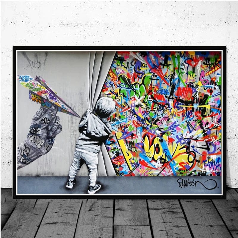 BS12 / Small 40x60cm Large Size Banksy Art Canvas Posters and Prints Funny Monkeys Graffiti Street Art Wall Pictures for Modern Home Room Decor