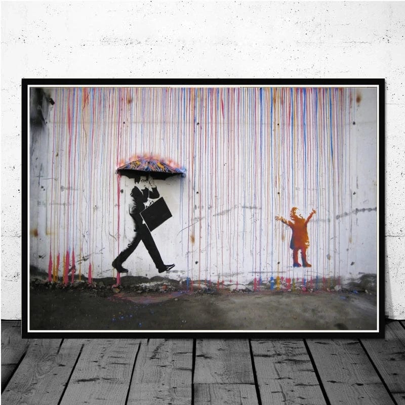 BS14 / Small 40x60cm Large Size Banksy Art Canvas Posters and Prints Funny Monkeys Graffiti Street Art Wall Pictures for Modern Home Room Decor