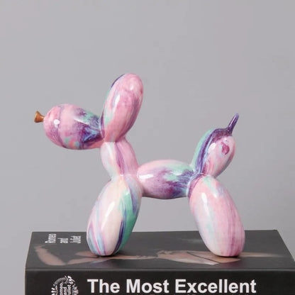 Fantasy powder Nordic Modern Art Resin Graffiti Sculpture Balloon Dog Statue Creative Colored Craft Figurine Gift Home Office Desktop Decor