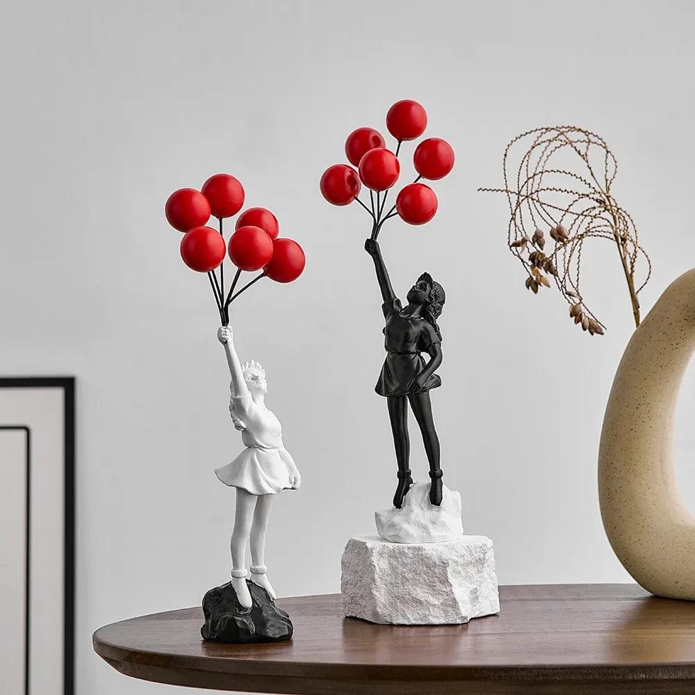 Flying Balloon Girl Statue Sculptures and Figurines Living Room Decor Home Decoration and Table Accessories Desk Accessories2023