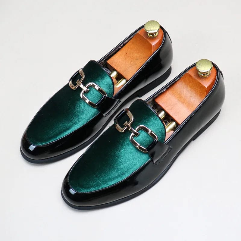 Green / 48 Men's Fashion Patchwork Leather Shoes: Casual Loafers for Party, Wedding, and Comfortable Slip-on Flats
