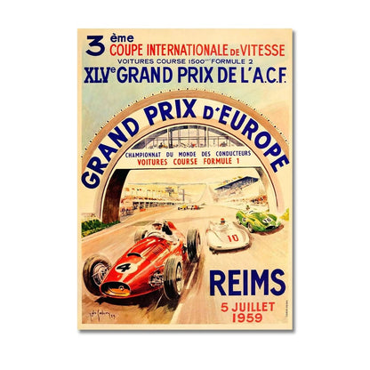 KRACEFEI-12 / Medium 30x45cm Vintage Car Racing Monaco Formula One Grand Prix F1 Race Canvas Painting Art Prints