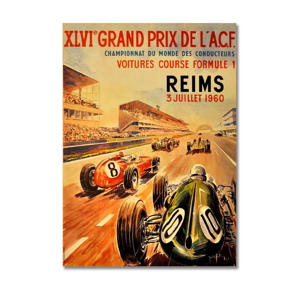 KRACEFEI-13 / Medium 30x45cm Vintage Car Racing Monaco Formula One Grand Prix F1 Race Canvas Painting Art Prints