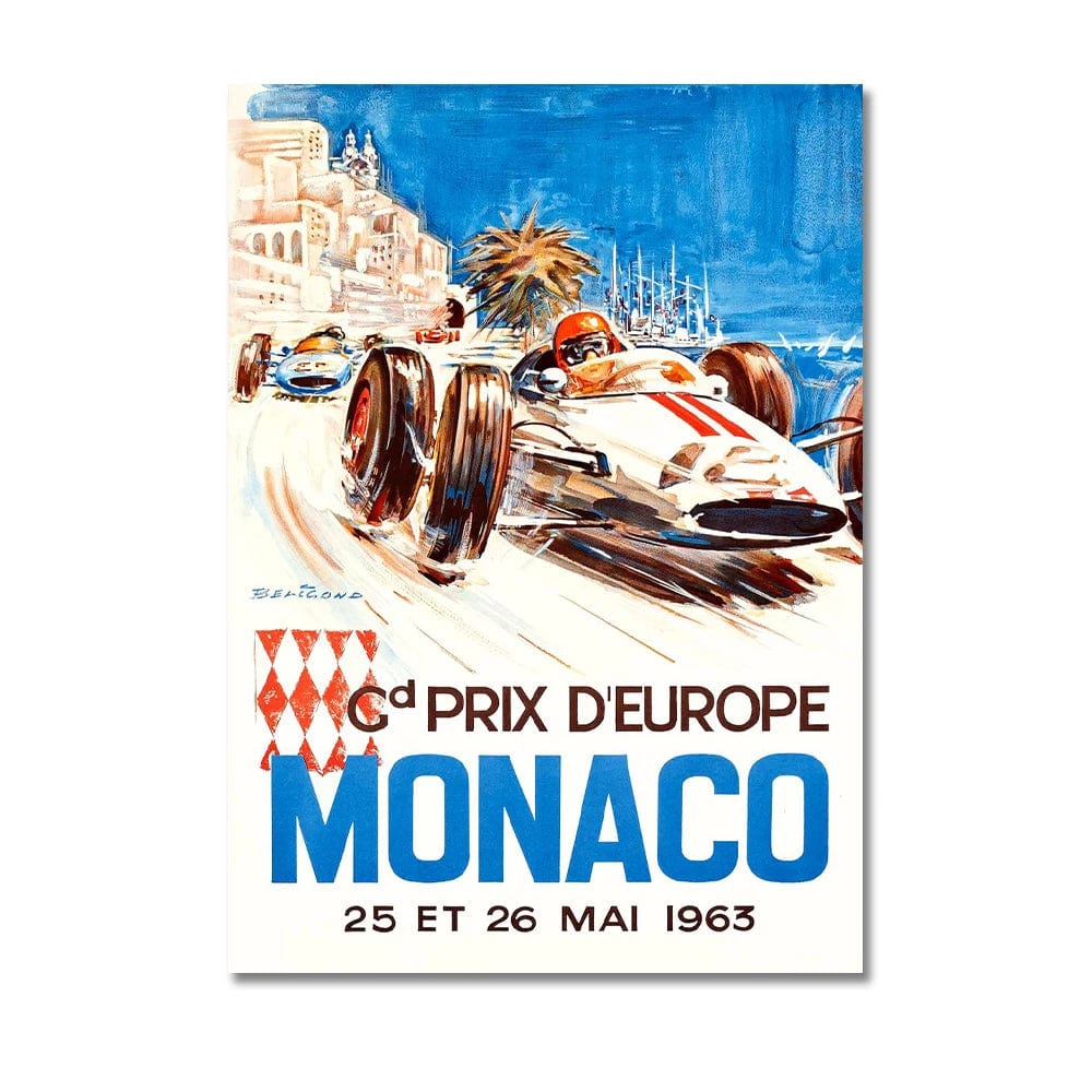 KRACEFEI-2 / Medium 30x45cm Vintage Car Racing Monaco Formula One Grand Prix F1 Race Canvas Painting Art Prints