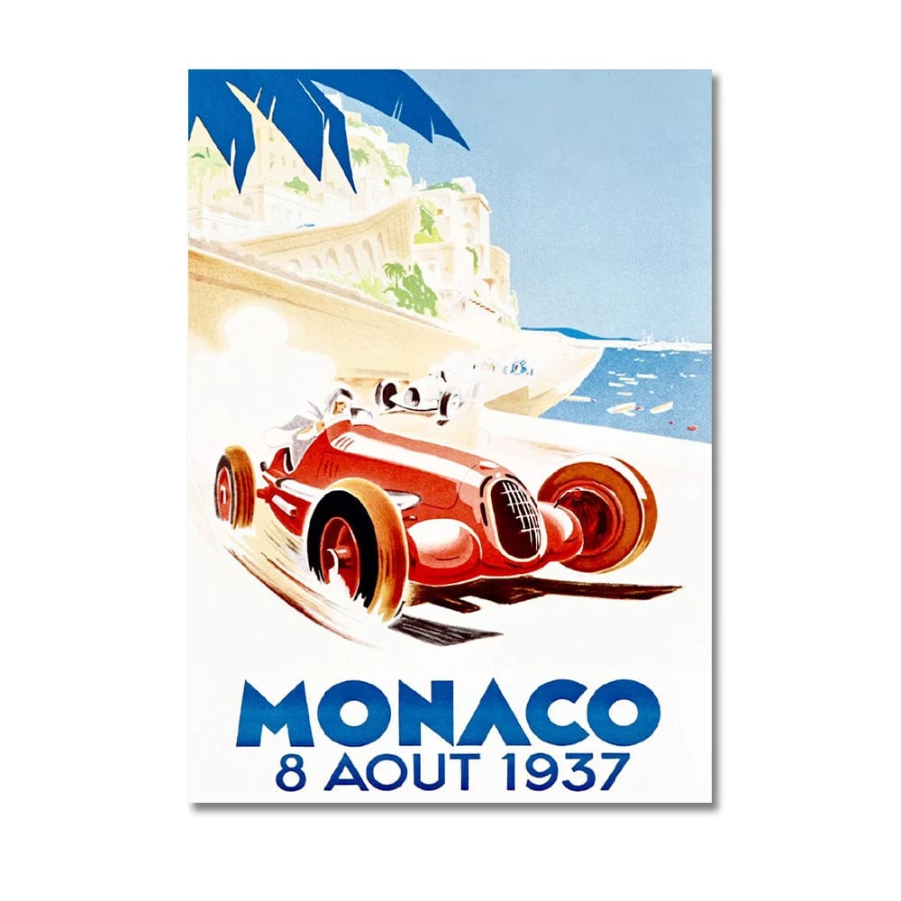 KRACEFEI-4 / Medium 30x45cm Vintage Car Racing Monaco Formula One Grand Prix F1 Race Canvas Painting Art Prints