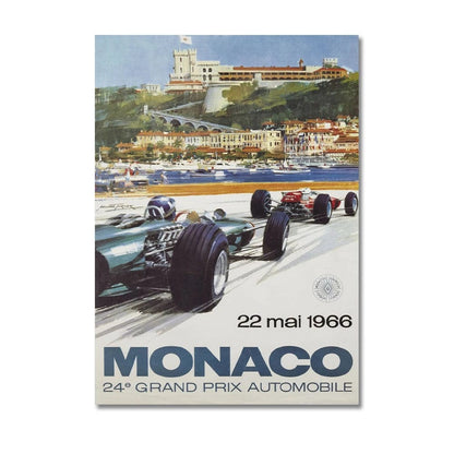 KRACEFEI-6 / Medium 30x45cm Vintage Car Racing Monaco Formula One Grand Prix F1 Race Canvas Painting Art Prints