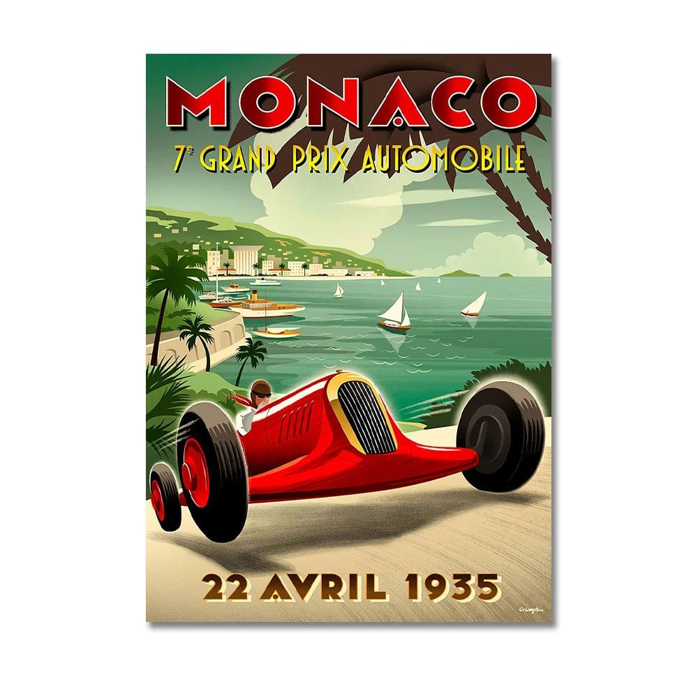 KRACEFEI-8 / Medium 30x45cm Vintage Car Racing Monaco Formula One Grand Prix F1 Race Canvas Painting Art Prints