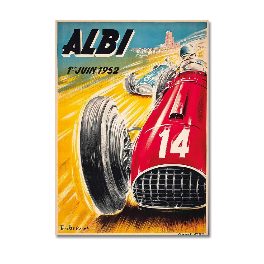 KRACEFEI-9 / Medium 30x45cm Vintage Car Racing Monaco Formula One Grand Prix F1 Race Canvas Painting Art Prints