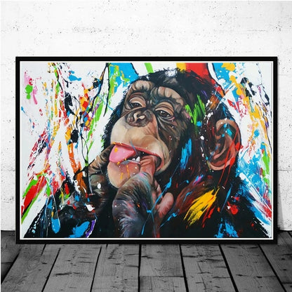 Large Size Banksy Art Canvas Posters and Prints Funny Monkeys Graffiti Street Art Wall Pictures for Modern Home Room Decor