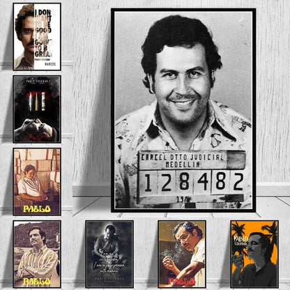 Lord Pablo Escobar Narcos Mugshot Poster Canvas Painting Colombian Drug Gangster Wall Art For Living Room Home Decoration