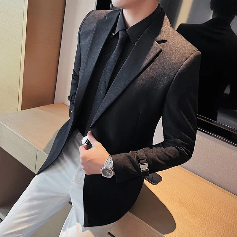 Luxury British Style Men's High-Quality Business Tuxedo Jacket - Slim Fit Fashion Suit Coat for Men