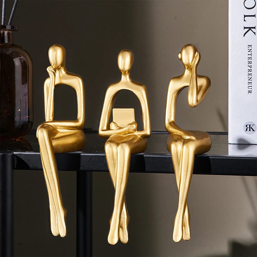 Modern Art Trio: Abstract Figure Ornaments Set for Desk Decoration, Living Room Accents, and Unique Home Decor Gift