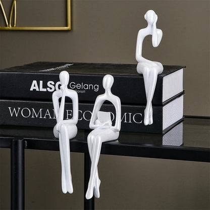 Modern Art Trio: Abstract Figure Ornaments Set for Desk Decoration, Living Room Accents, and Unique Home Decor Gift