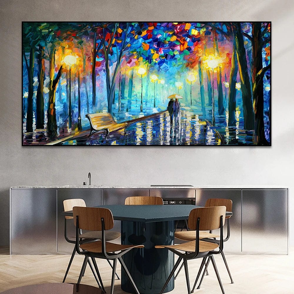 Modern Colorful Abstract Canvas Prints Art Rainy Garden Landscape Posters Picture Wall Art Painting for Living Room Bedroom