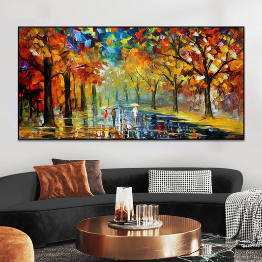 Modern Colorful Abstract Canvas Prints Art Rainy Garden Landscape Posters Picture Wall Art Painting for Living Room Bedroom