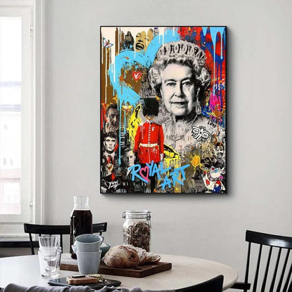 Modern Pop Street Graffiti Wall Art Queen Elizabeth HD Oil On Canvas Posters And Prints Living Room Bedroom Decor Gifts