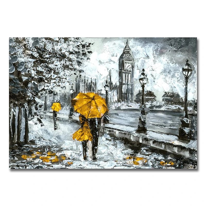 PC 17384 / 30x40cm  No Frame Abstract Landscape Knife Art Oil Painitngs Lovers Under On Umbrella Tree Canvas Pictures Posters And Prints For Bed Room Cuadros