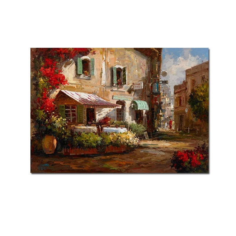 PC 4282 / 40x50cm  No Frame Retro Garden Landscape Flower Oil Painting Print On Canvas Nordic Poster Wall Art Picture For Living Room Home Decoration Decor