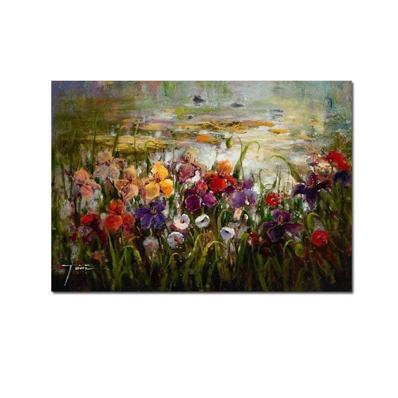PC 4343 / 40x50cm  No Frame Retro Garden Landscape Flower Oil Painting Print On Canvas Nordic Poster Wall Art Picture For Living Room Home Decoration Decor