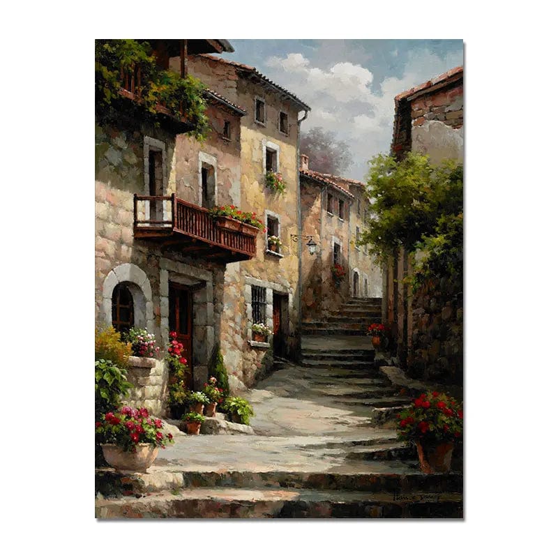 PC4359 / 40x50cm  No Frame Retro Garden Landscape Flower Oil Painting Print On Canvas Nordic Poster Wall Art Picture For Living Room Home Decoration Decor