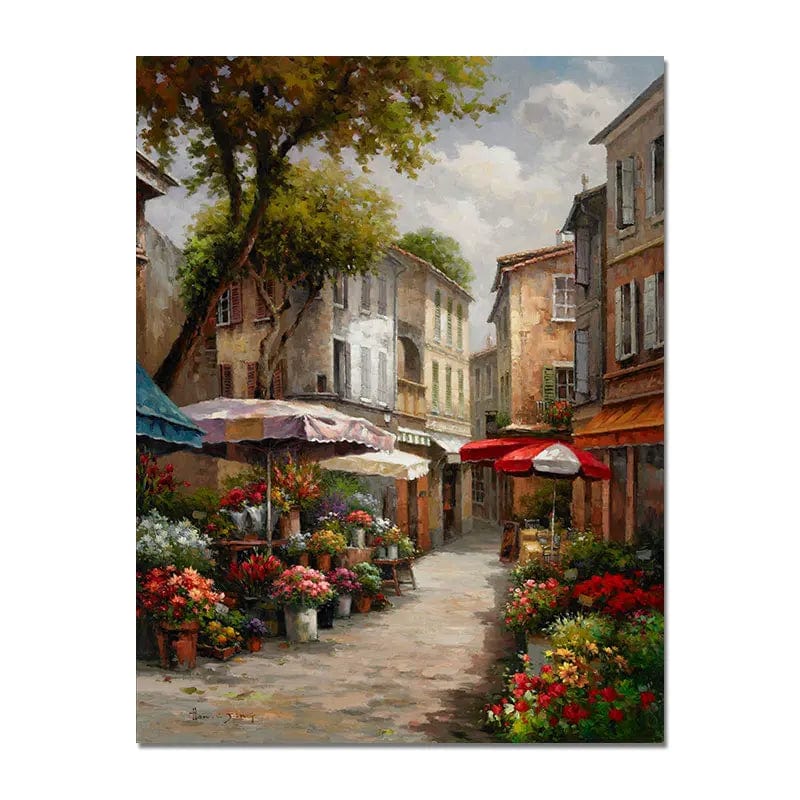 PC4360 / 40x50cm  No Frame Retro Garden Landscape Flower Oil Painting Print On Canvas Nordic Poster Wall Art Picture For Living Room Home Decoration Decor