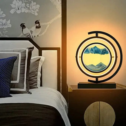 Quicksand Glow: LED Hourglass Art Table Lamp - Unique Decorative Sand Painting Night Light for Bedroom and Home Décor