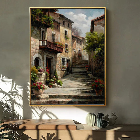 Retro Garden Landscape Flower Oil Painting Print On Canvas Nordic Poster Wall Art Picture For Living Room Home Decoration Decor