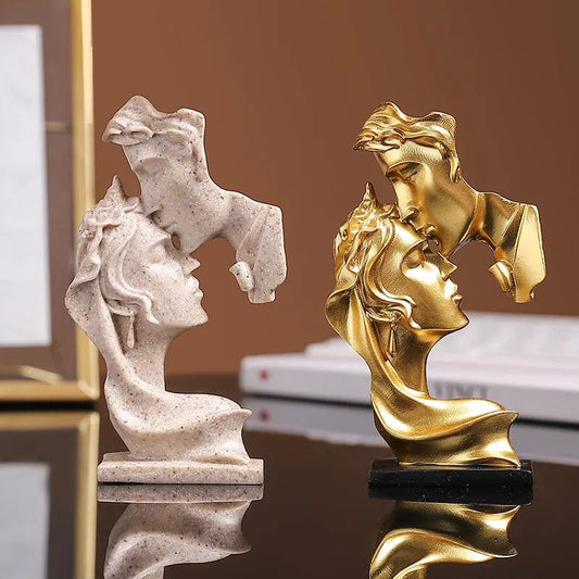 Romantic Resin Lovers Statue: Elegant Kissing Posture Sculpture for Home Decor, Desktop, and Wine Cabinet Ornament