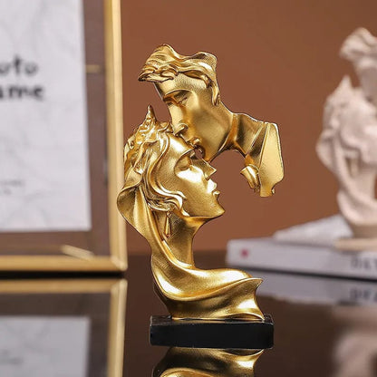 Romantic Resin Lovers Statue: Elegant Kissing Posture Sculpture for Home Decor, Desktop, and Wine Cabinet Ornament