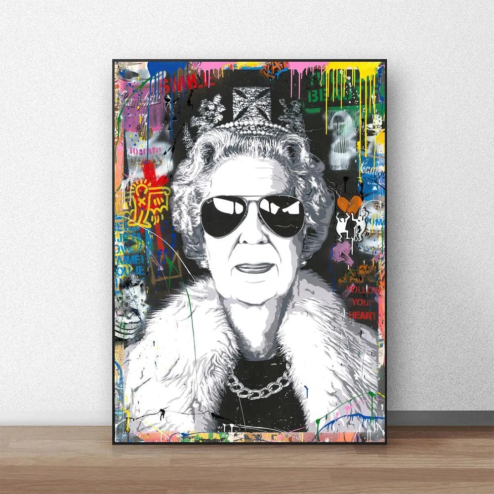 Style 2 / Medium 30X40cm Modern Pop Street Graffiti Wall Art Queen Elizabeth HD Oil On Canvas Posters And Prints Living Room Bedroom Decor Gifts