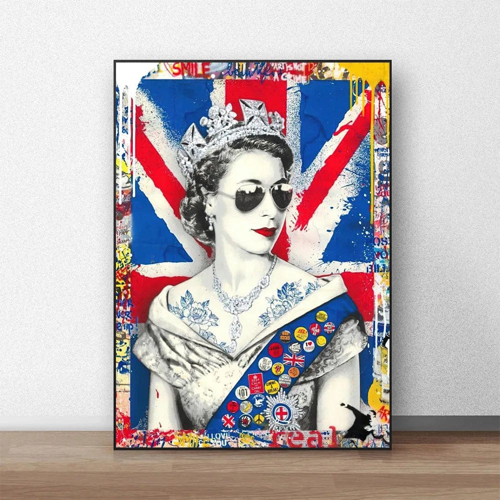 Style 4 / Medium 30X40cm Modern Pop Street Graffiti Wall Art Queen Elizabeth HD Oil On Canvas Posters And Prints Living Room Bedroom Decor Gifts