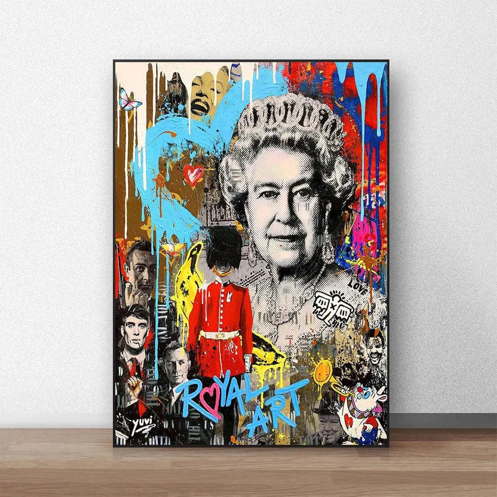 Style 5 / Medium 30X40cm Modern Pop Street Graffiti Wall Art Queen Elizabeth HD Oil On Canvas Posters And Prints Living Room Bedroom Decor Gifts