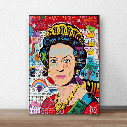 Style 6 / Medium 30X40cm Modern Pop Street Graffiti Wall Art Queen Elizabeth HD Oil On Canvas Posters And Prints Living Room Bedroom Decor Gifts
