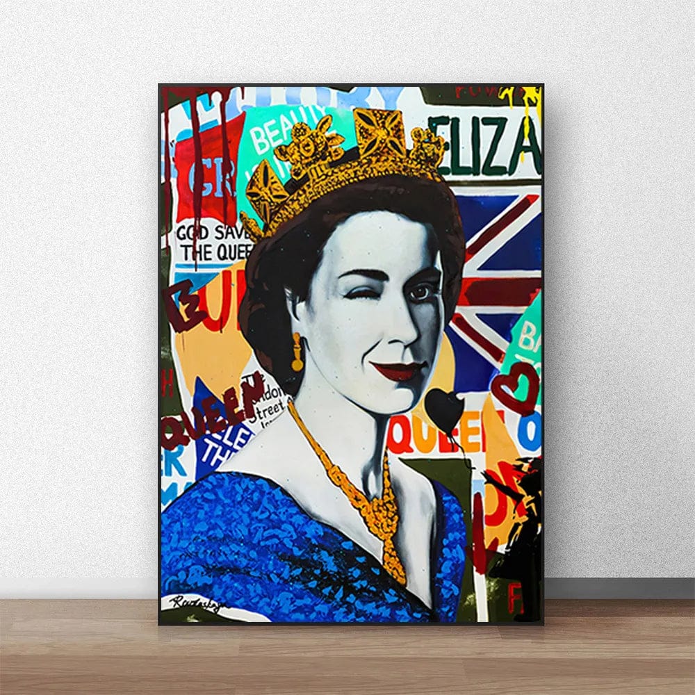 Style 7 / Medium 30X40cm Modern Pop Street Graffiti Wall Art Queen Elizabeth HD Oil On Canvas Posters And Prints Living Room Bedroom Decor Gifts